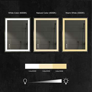 Amorho LED Bathroom Mirror 40"X32" with Front and Backlit, Stepless Dimmable Wall Mirrors with Anti-Fog, Shatter-Proof, Memory, 3 Colors, Double LED Vanity Mirror (Horizontal/Vertical)