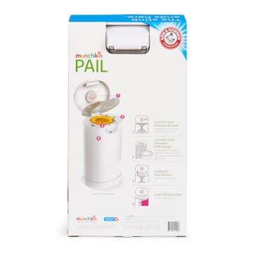 Munchkin® PAIL™ Diaper Pail Baby Registry Starter Set, Powered by Arm & Hammer, Includes 6 Snap, Seal and Toss™ Bags, 1 Starter Refill Ring, and 1 PUCK™ Baking Soda Cartridge