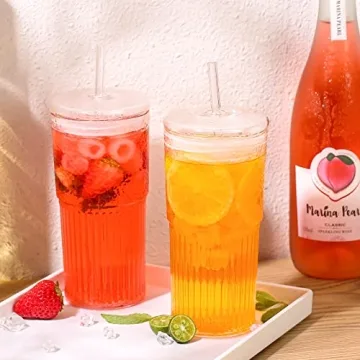QWEZXO 20OZ Glass Tumbler with Lid and Straw BPA-Free
