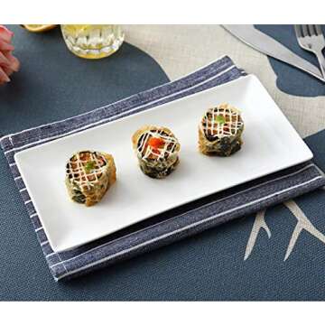 Foraineam 4 Pack Porcelain Serving Platters 10-1/4 x 5 inch Rectangular Serving Trays, Dessert, Appetizer, Salad Side Plates