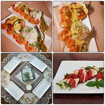 Foraineam 4 Pack Porcelain Serving Platters 10-1/4 x 5 inch Rectangular Serving Trays, Dessert, Appetizer, Salad Side Plates