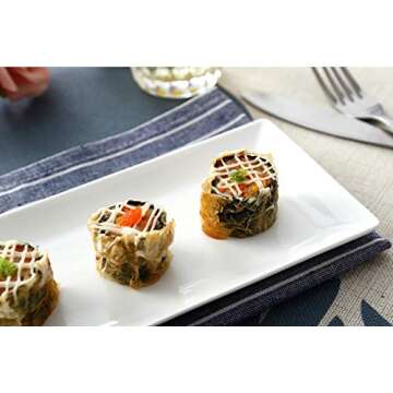 Foraineam 4 Pack Porcelain Serving Platters 10-1/4 x 5 inch Rectangular Serving Trays, Dessert, Appetizer, Salad Side Plates