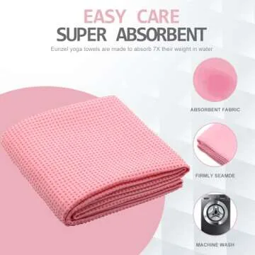 Eunzel Yoga Towel,Hot Yoga Mat Towel with Grip Dots Sweat Absorbent Non-Slip for Hot Yoga, Pilates and Workout 24" x72", Pink