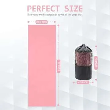 Eunzel Yoga Towel,Hot Yoga Mat Towel with Grip Dots Sweat Absorbent Non-Slip for Hot Yoga, Pilates and Workout 24" x72", Pink