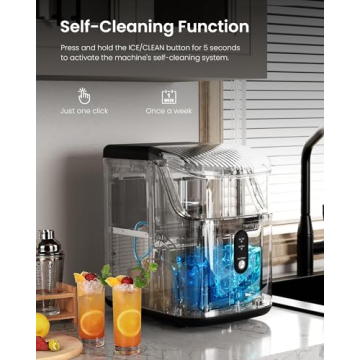 Kismile Nugget Ice Maker 35Lbs/24H Self-Cleaning Portable