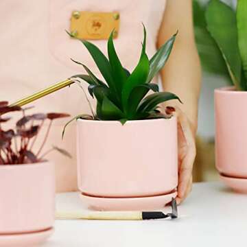 POTEY Planters Pots for Plants Indoor - 4+5.5+6.5 Inch Ceramic Planters Bonsai Container with Drainage Holes & Removable Saucers 055704, Plants Not Included