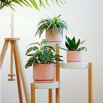 POTEY Planters Pots for Plants Indoor - 4+5.5+6.5 Inch Ceramic Planters Bonsai Container with Drainage Holes & Removable Saucers 055704, Plants Not Included