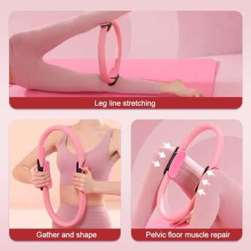 14.96Inch Pilates Ring Fitness Trainer, Yoga Rings Home Exercise Equipment, Pilates Ring for Mat & R...
