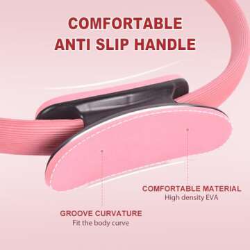 14.96Inch Pilates Ring Fitness Trainer, Yoga Rings Home Exercise Equipment, Pilates Ring for Mat & Reformer Workouts, Magic Circle with Dual Padded for Inner Thigh Toning Arms Exerciser (Purple)