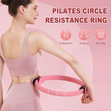 14.96Inch Pilates Ring Fitness Trainer, Yoga Rings Home Exercise Equipment, Pilates Ring for Mat & Reformer Workouts, Magic Circle with Dual Padded for Inner Thigh Toning Arms Exerciser (Purple)