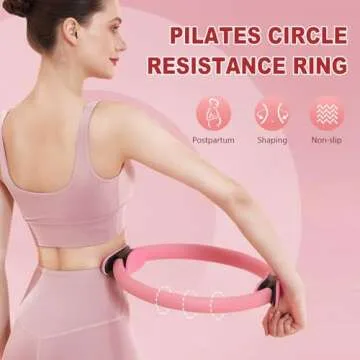 14.96Inch Pilates Ring Fitness Trainer, Yoga Rings Home Exercise Equipment, Pilates Ring for Mat & Reformer Workouts, Magic Circle with Dual Padded for Inner Thigh Toning Arms Exerciser (Purple)