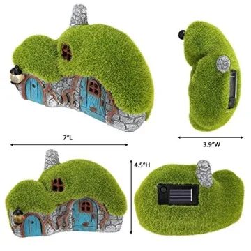 Charming Solar Garden House Statue for Home Decoration