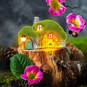 Charming Solar Garden House Statue for Home Decoration