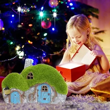 Charming Solar Garden House Statue for Home Decoration