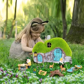 Charming Solar Garden House Statue for Home Decoration