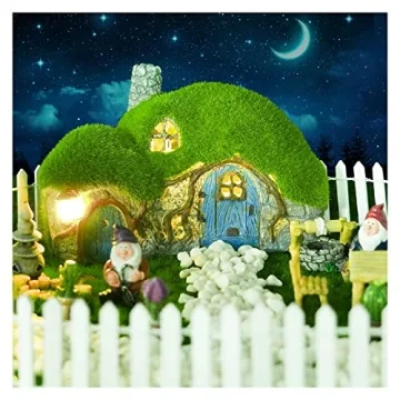 Charming Solar Garden House Statue for Home Decoration