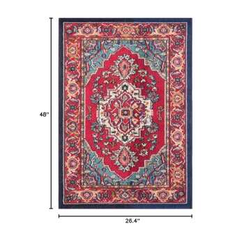 SAFAVIEH Monaco Collection Accent Rug in Red & Turquoise