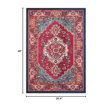SAFAVIEH Monaco Collection Accent Rug in Red & Turquoise