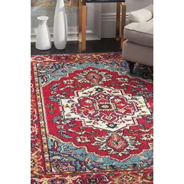SAFAVIEH Monaco Collection Accent Rug in Red & Turquoise