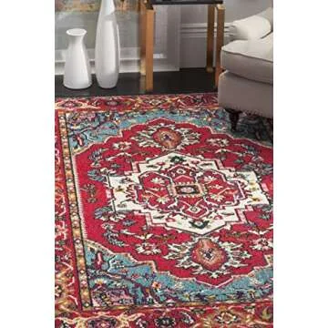 SAFAVIEH Monaco Collection Accent Rug in Red & Turquoise