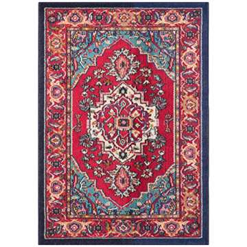 SAFAVIEH Monaco Collection Accent Rug in Red & Turquoise