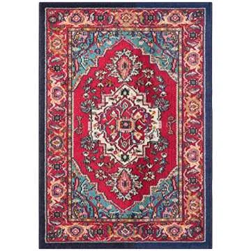 SAFAVIEH Monaco Collection Accent Rug in Red & Turquoise