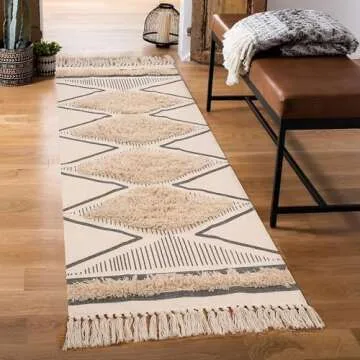 LEEVAN Boho Runner Rug 2.3'x5.3 Tufted Geometric Farmhouse Hallway Rugs with Tassels Washable Woven ...