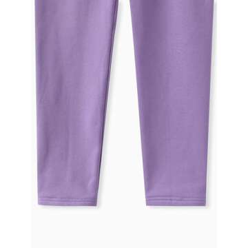 PATPAT Girls Purple Fleeced Leggings High Waist Yoga Pants Leggings for Girls Size 8-9 Years