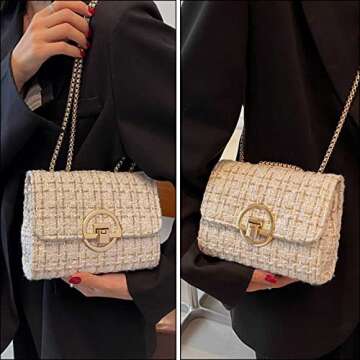 Qiayime Tweed Crossbody Bag for Stylish Women