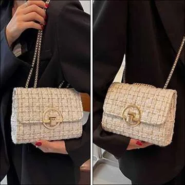 Qiayime Tweed Crossbody Bag for Stylish Women