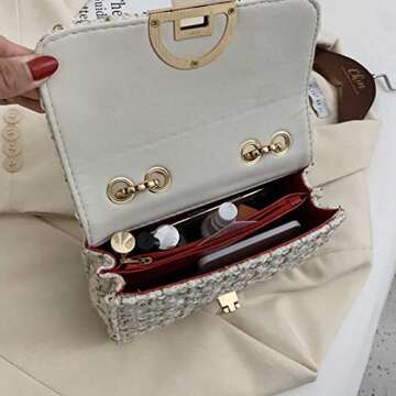 Qiayime Tweed Crossbody Bag for Stylish Women