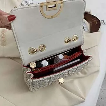 Qiayime Tweed Crossbody Bag for Stylish Women