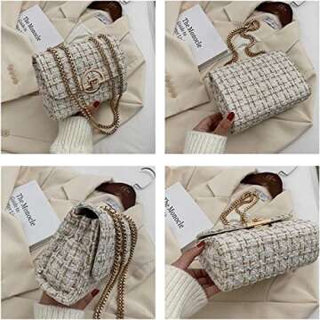 Qiayime Tweed Crossbody Bag for Stylish Women