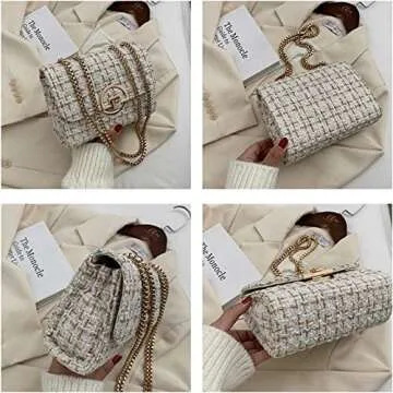 Qiayime Tweed Crossbody Bag for Stylish Women