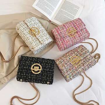 Qiayime Tweed Crossbody Bag for Stylish Women