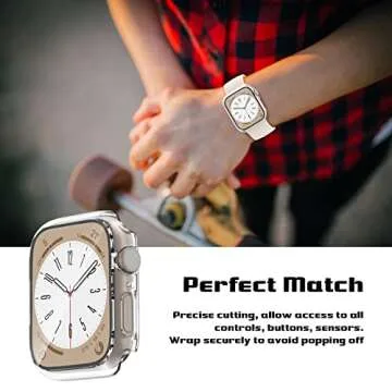 EWUONU 2 Pack Hard PC Case for Apple Watch Series 9 Series 8/7 41mm Screen Protector, Tempered Glass Film Hard Bumper Anti-Scratch HD Ultra-Thin Protective Cover for iWatch Series 9/8/7 41mm, Clear