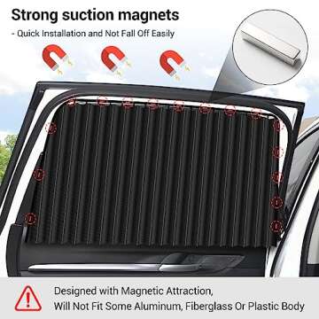 ZATOOTO Car Side Window Sun Shades - Front Privacy Magneic Black 2 Pcs Automotive Covers - Sunshades Curtain Prevent Glare and UV Rays for Baby