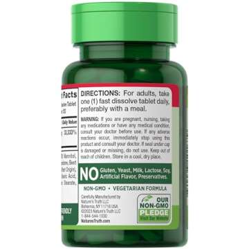 Nature's Truth Biotin 10000mcg | 120 Fast Dissolve Tablets | Maximum Strength | Hair Skin and Nails Supplement | Natural Berry Flavor | Vegetarian, Non-GMO, Gluten Free