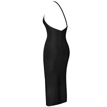 Whoinshop Women's One Shoulder Bandage Evening Knee Length Cocktail Party Dress (M, Black)