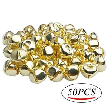 BronaGrand 50pcs Jingle Bells, 1 Inch Gold Craft Bells for Christmas Festival Decoration