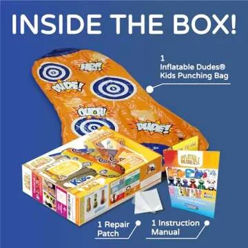 INFLATABLE DUDES Target Bag - Double-Sided - Ninja & Dinosaur 47 Inches - Kids Punching Bag | Already Filled with Sand| Bop Bag | Boxing | Punching Bag for Kids- (Rex and Nobi)