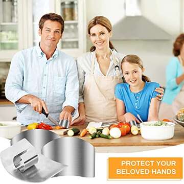 WOPIOYEN Finger Guards for Cutting Guards, 4 Pieces of Stainless Steel Finger Guards, Knife Guards for Cutting, Dicing and Slicing, Kitchen Tool Thumb Guards for Chopping