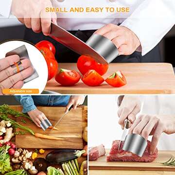 WOPIOYEN Finger Guards for Cutting Guards, 4 Pieces of Stainless Steel Finger Guards, Knife Guards for Cutting, Dicing and Slicing, Kitchen Tool Thumb Guards for Chopping