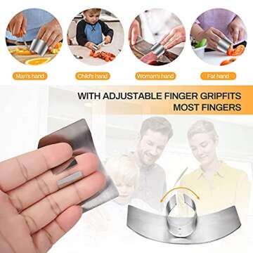 WOPIOYEN Finger Guards for Cutting Guards, 4 Pieces of Stainless Steel Finger Guards, Knife Guards for Cutting, Dicing and Slicing, Kitchen Tool Thumb Guards for Chopping