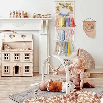 POVETIRE Headband Holder Hair Bows Organizer for Girls,Baby Headbands Hair Accessories Organizer Storage Wall Hanging Decor for Nursery Toddler Girls Room