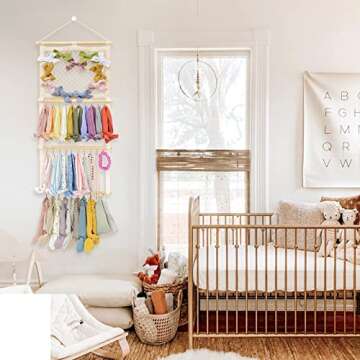 POVETIRE Headband Holder Hair Bows Organizer for Girls,Baby Headbands Hair Accessories Organizer Storage Wall Hanging Decor for Nursery Toddler Girls Room