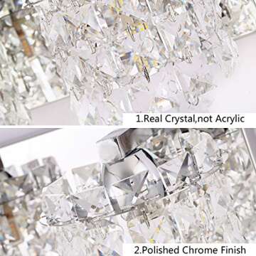 Vanity Light,Bathroom Light Fixtures,Wall Sconce with Crystal Drops,Polished Chrome Finish Bathroom Lighting, 3-Light Vanity Light Over Mirror