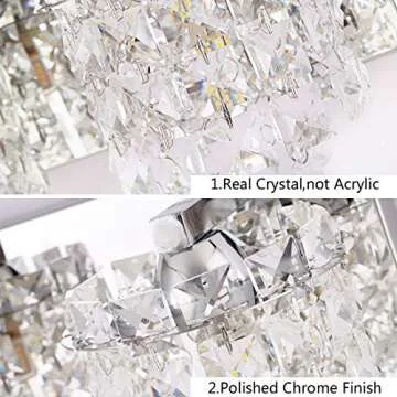 Vanity Light,Bathroom Light Fixtures,Wall Sconce with Crystal Drops,Polished Chrome Finish Bathroom Lighting, 3-Light Vanity Light Over Mirror