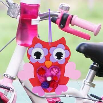 Winlyn 24 Sets Valentine Decorations DIY Heart Owl Ornaments Valentine Craft Kit Valentine Owl Art Sets Hearts Foam Valentine Stickers for Kids Valentine's Day Party Classroom Activities Gift Exchange