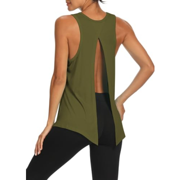 Bestisun Open Back Workout Shirts for Women